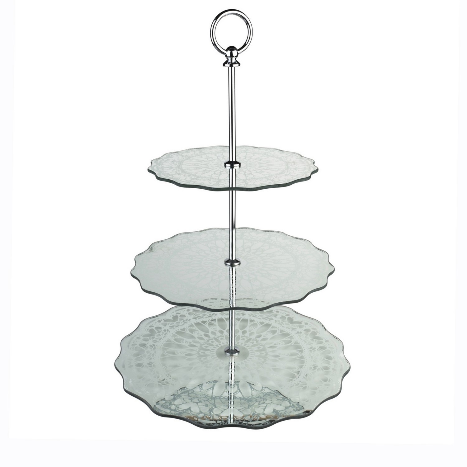 Afternoon Tea Stand - 3 Tier - Mirrored Lace
